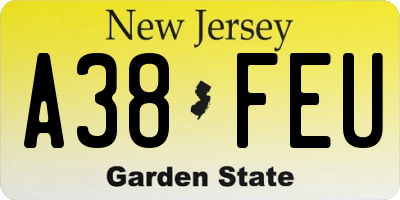 NJ license plate A38FEU