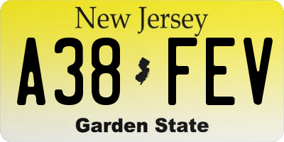 NJ license plate A38FEV