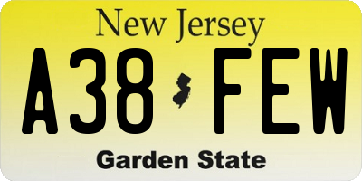 NJ license plate A38FEW