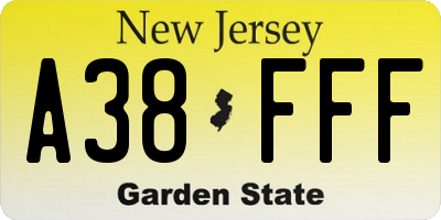 NJ license plate A38FFF
