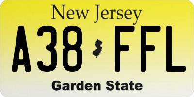 NJ license plate A38FFL