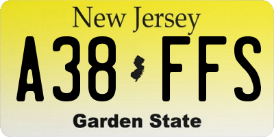 NJ license plate A38FFS