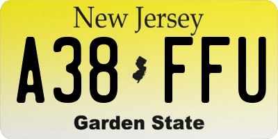 NJ license plate A38FFU