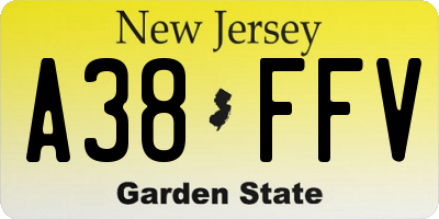 NJ license plate A38FFV