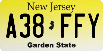 NJ license plate A38FFY