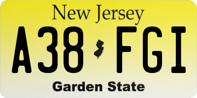 NJ license plate A38FGI