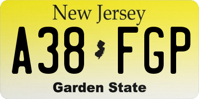 NJ license plate A38FGP
