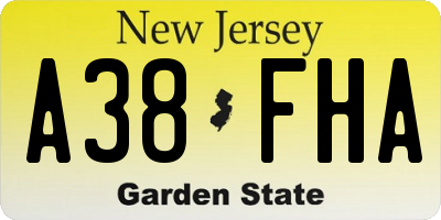 NJ license plate A38FHA