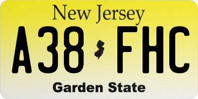 NJ license plate A38FHC