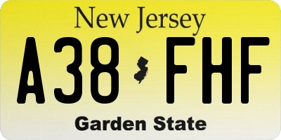 NJ license plate A38FHF