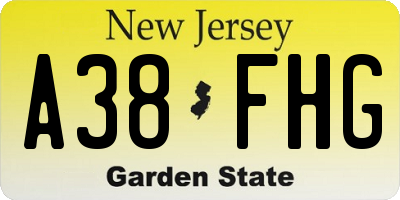 NJ license plate A38FHG