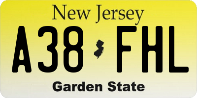 NJ license plate A38FHL