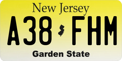 NJ license plate A38FHM