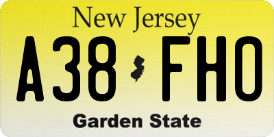 NJ license plate A38FHO
