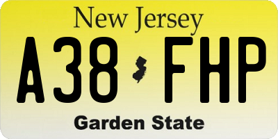NJ license plate A38FHP