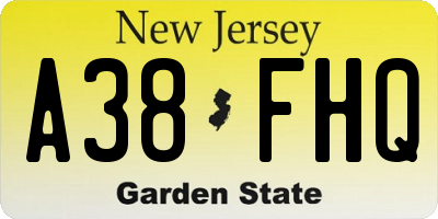 NJ license plate A38FHQ