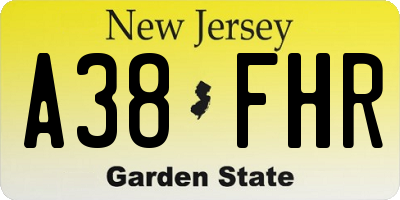 NJ license plate A38FHR