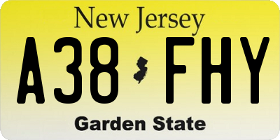 NJ license plate A38FHY