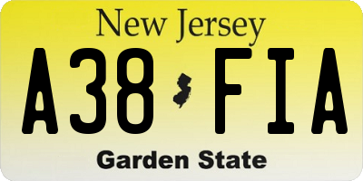 NJ license plate A38FIA