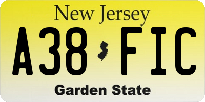 NJ license plate A38FIC
