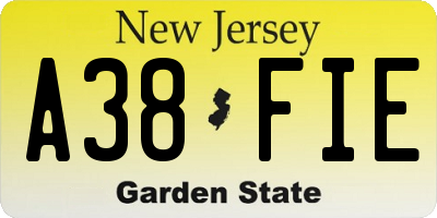 NJ license plate A38FIE