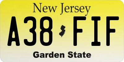 NJ license plate A38FIF