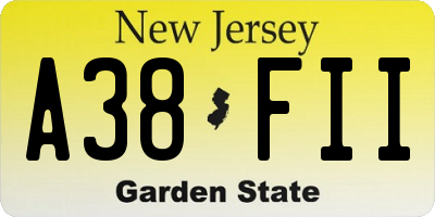 NJ license plate A38FII