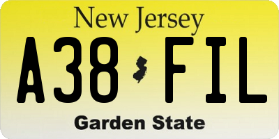 NJ license plate A38FIL