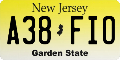 NJ license plate A38FIO