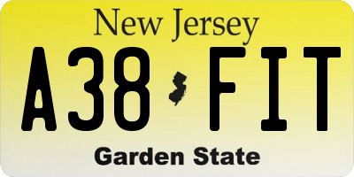 NJ license plate A38FIT