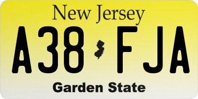 NJ license plate A38FJA