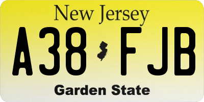 NJ license plate A38FJB