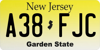 NJ license plate A38FJC