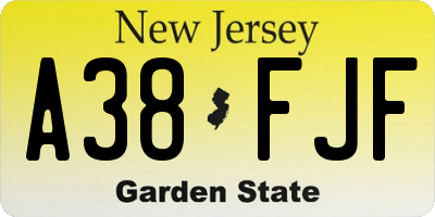 NJ license plate A38FJF