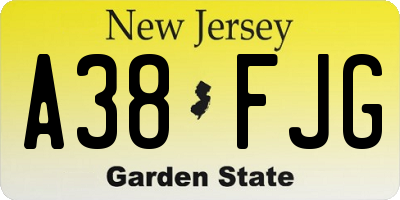 NJ license plate A38FJG