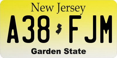 NJ license plate A38FJM