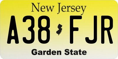 NJ license plate A38FJR