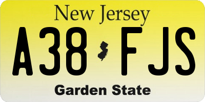 NJ license plate A38FJS