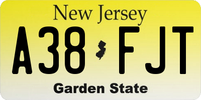 NJ license plate A38FJT