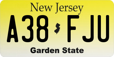 NJ license plate A38FJU