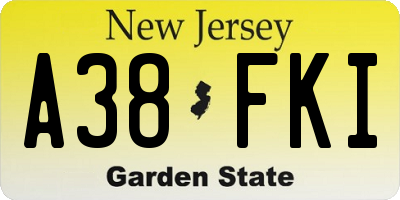 NJ license plate A38FKI