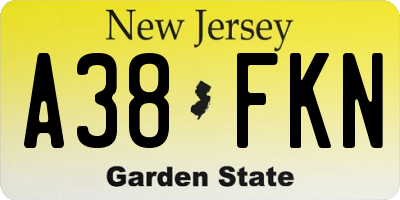 NJ license plate A38FKN