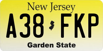 NJ license plate A38FKP