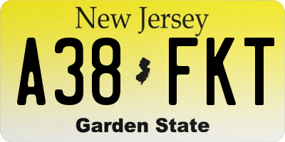 NJ license plate A38FKT