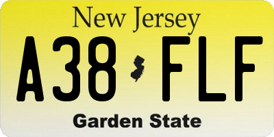 NJ license plate A38FLF