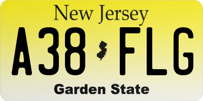 NJ license plate A38FLG