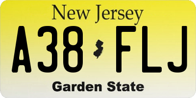 NJ license plate A38FLJ