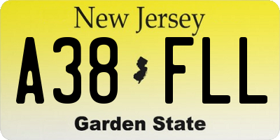 NJ license plate A38FLL