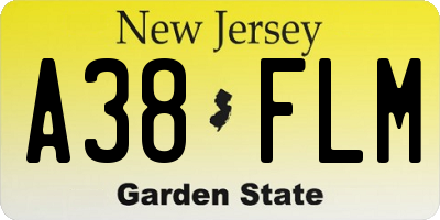 NJ license plate A38FLM