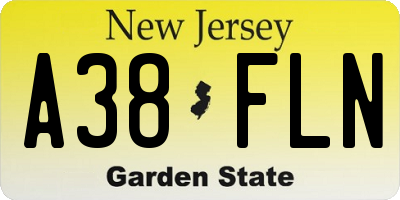 NJ license plate A38FLN